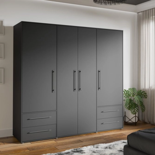 Szafa przesuwna na ubrania 200 cm  Kolor  Czarny